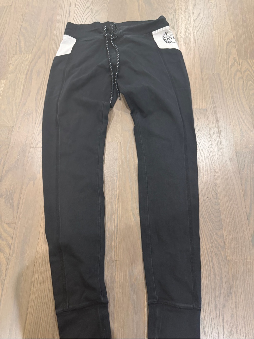 Black Jogger leggings with White Pocket Accents